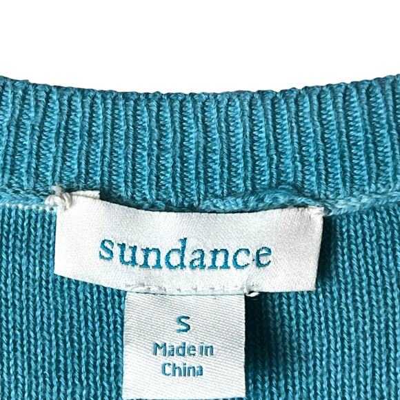 Sundance CeCe V-Neck Lightweight Cotton Sweater Boho Faded Turquoise Size Small - Picture 4 of 9